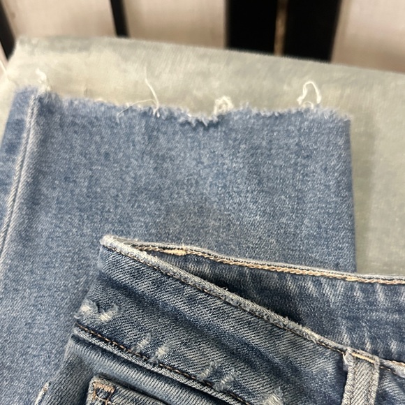 PAIGE Hoxton Slim Women's Distressed Lt Blue Cropped Frayed Jeans 29 See Details - Picture 6 of 14